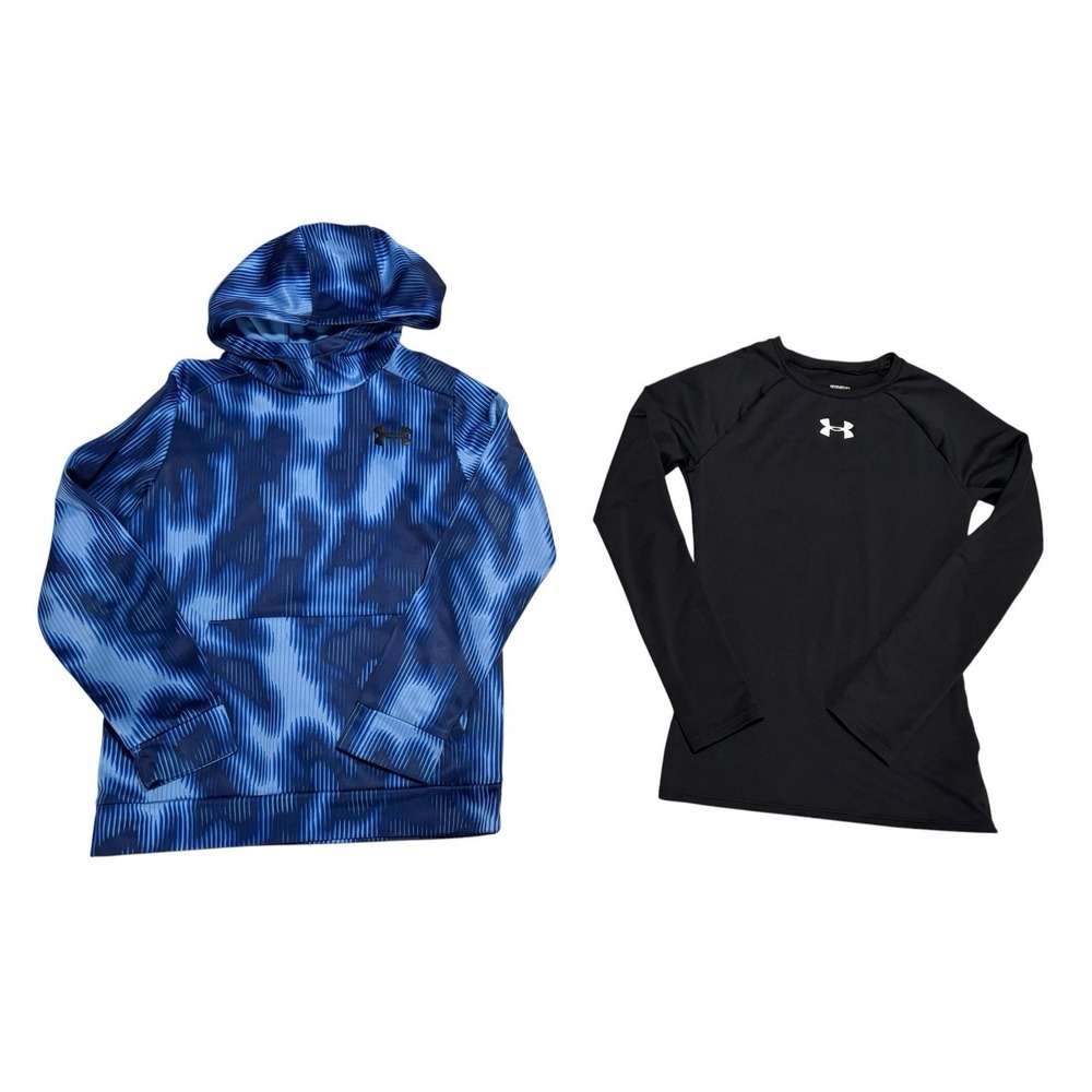 Under Armour‎ Boys Youth Medium Long Sleeve Shirts Lot Of 2 Blue & Black